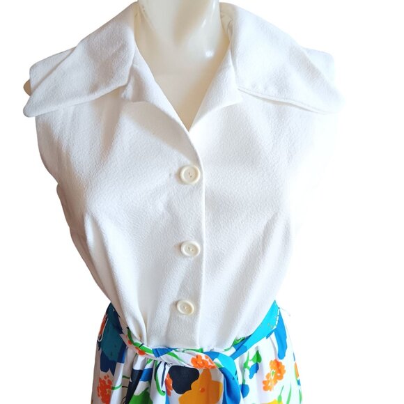 1OF1 Sz 8 True Vintage Sleeveless Floral Print Maxi Dress 1970's Boho Hippy Mom - Picture 3 of 8